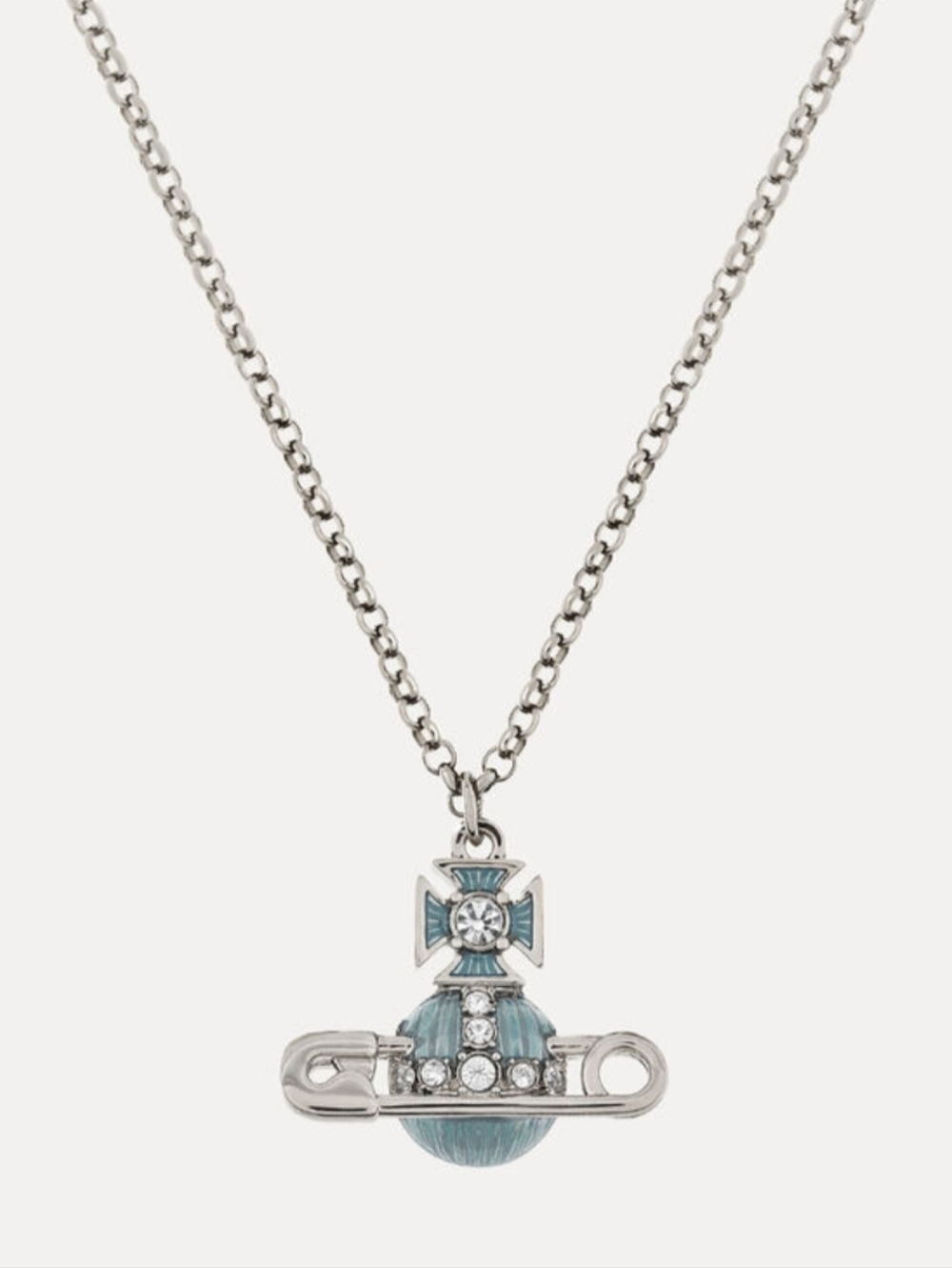 Vivienne Westwood Silver-tone Blue Enamel Orb Pendant Necklace